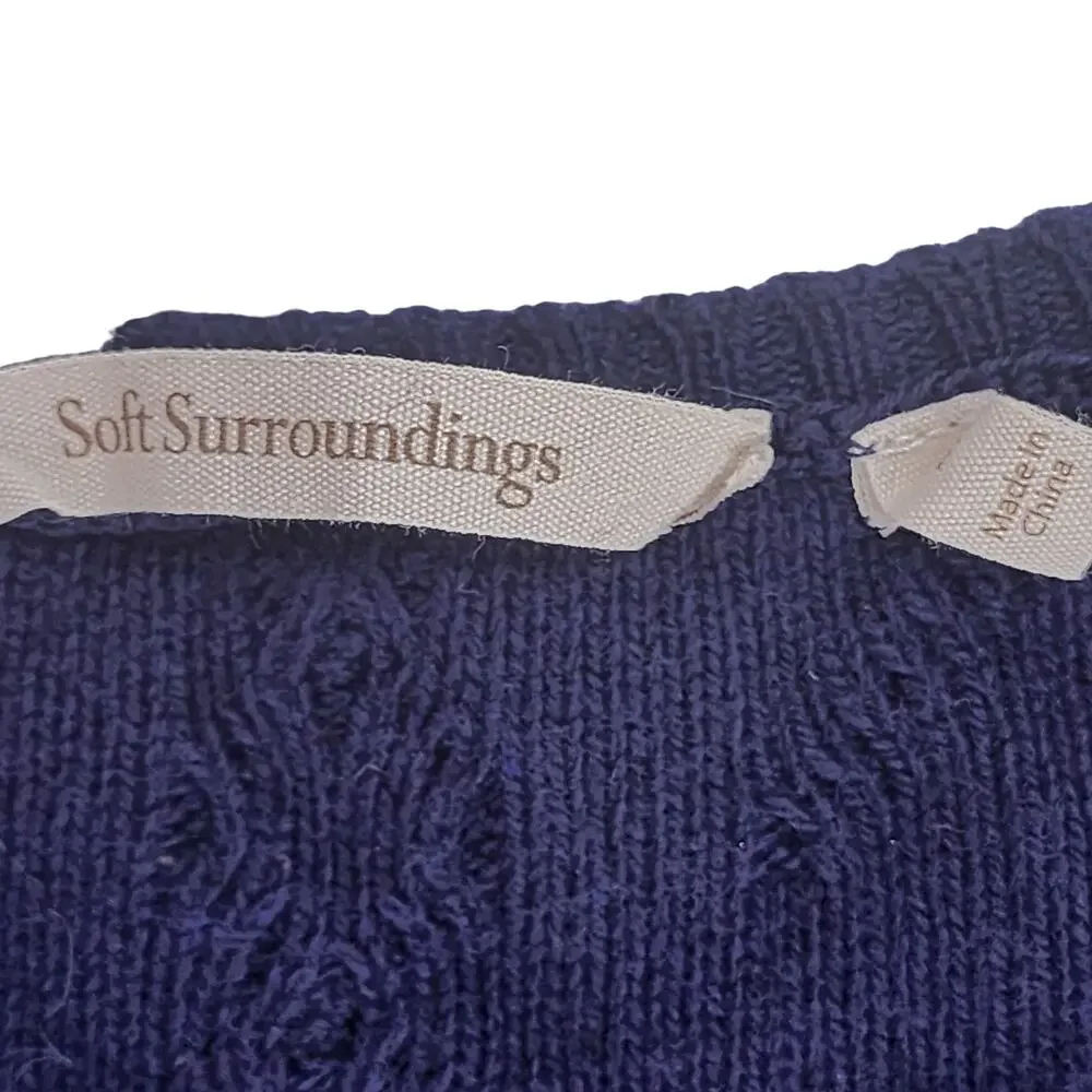Soft Surroundings Cable Knit Tunic Sweater Medium Size Blue Women’s V Neck - Picture 7 of 11